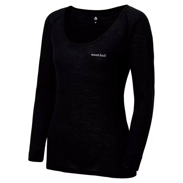 ├登山樂┤Mont-Bell SPMW L.W. U-NECK SHIRT女款長袖內衣 黑色 # 1107663BK