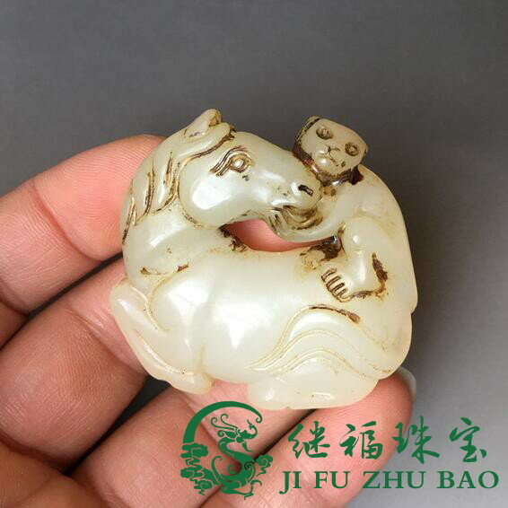 老物件仿古白玉古玩玉器古董老玉高古玉把件玉壁掛件吊墜馬上封侯