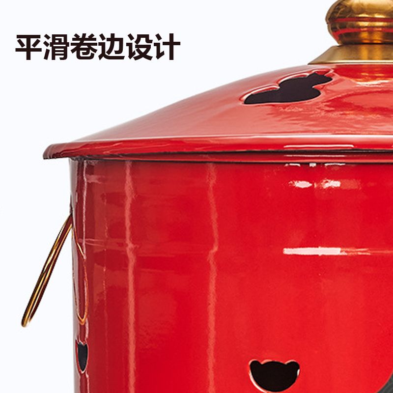 燒紙桶燒金桶 聚寶盆家用搪瓷桶紅桶耐高溫不怕燒升級加厚燒金桶元寶火盆鐵桶 8