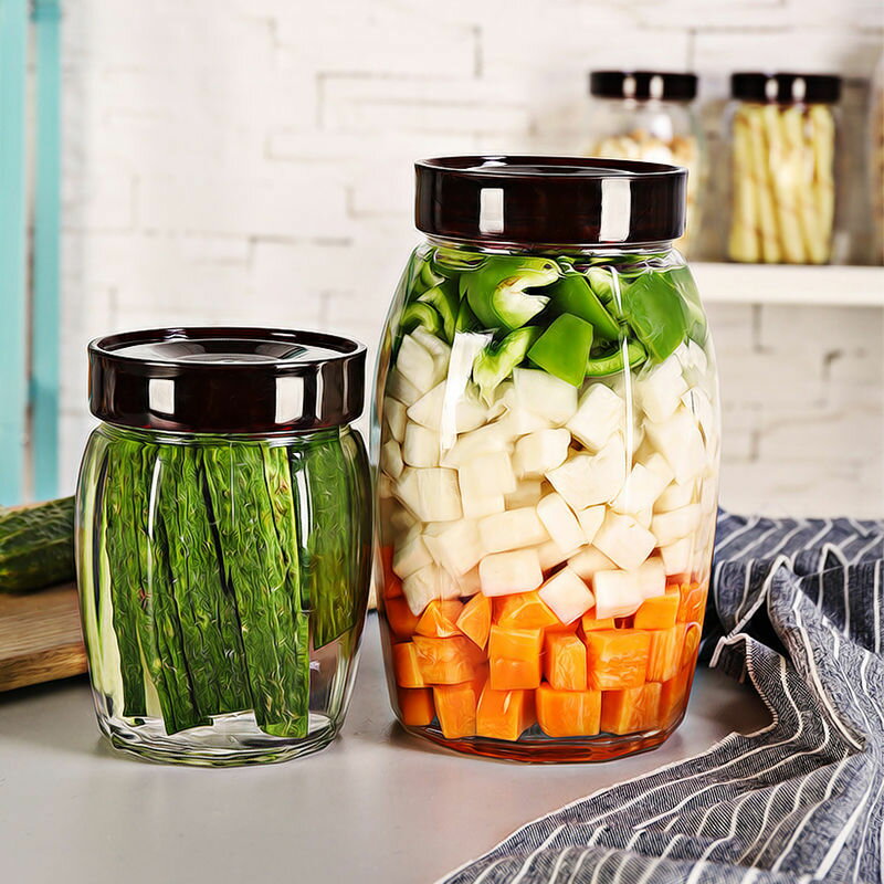 泡菜壇子鹹菜罐玻璃罐密封罐食品級家用玻璃瓶帶蓋雜糧儲物糖果罐