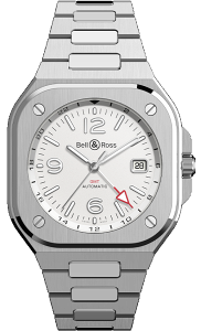 Bell & Ross 柏萊士 BR 05 GMT系列時尚機械錶(BR05G-SI-ST/SST)-41mm-白面鋼帶【刷卡回饋 分期0利率】【跨店APP下單最高20%點數回饋】