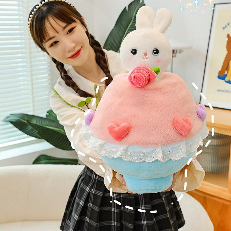 公主兔子變身花束玩偶浪漫公仔毛絨玩具兔布娃娃情人節生日禮物 玩偶/生日/情人/聖誕禮物/毛絨娃娃/抱枕娃娃
