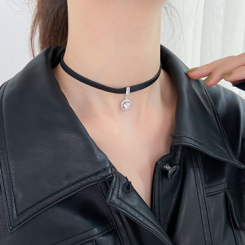 Metal Spike Choker Pu Leather Collar Necklace