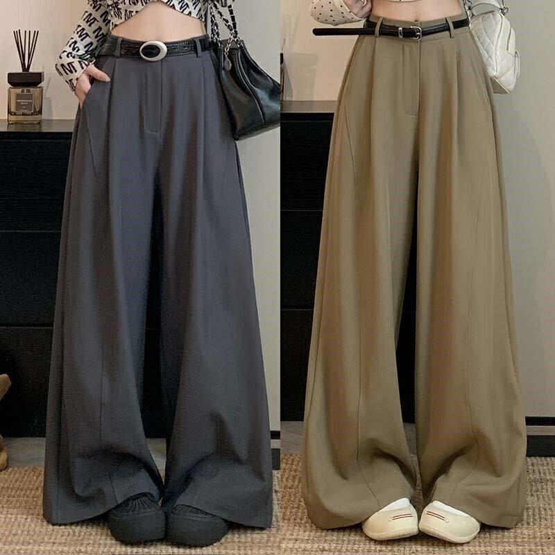 【巴黎精品】現貨+預購 高腰休閒長褲寬褲直筒褲西裝褲落地褲顯瘦大碼休閒女裝-個性顯瘦女褲子4色a1lb65