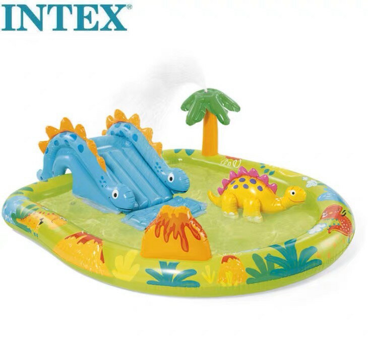 INTEX 恐龍充氣戲水池 恐龍泳池 溜滑梯泳池 大型泳池 噴水 戲水 #3157166 胖寶貝