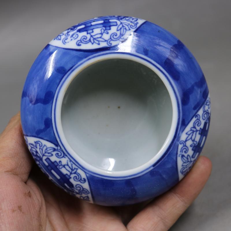 清乾隆青花藍喜字紋水洗底文房用品老貨仿古工藝瓷器古董古玩擺1入