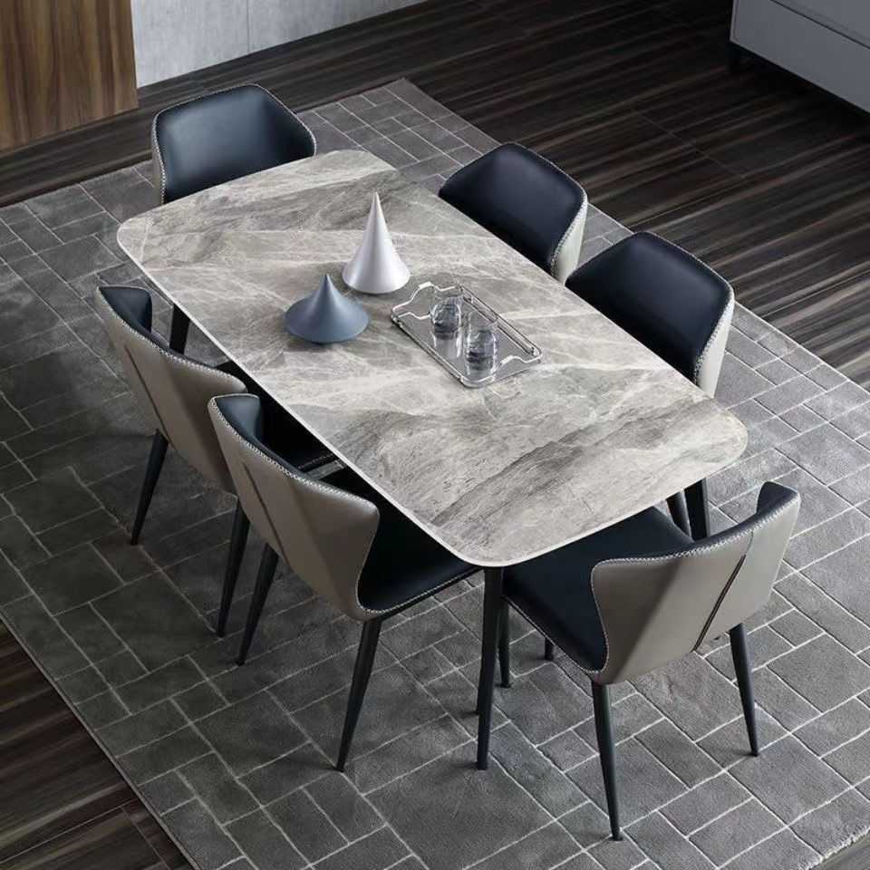 餐桌 意式巖板餐桌椅組合家用小戶型長方型亮光飯桌