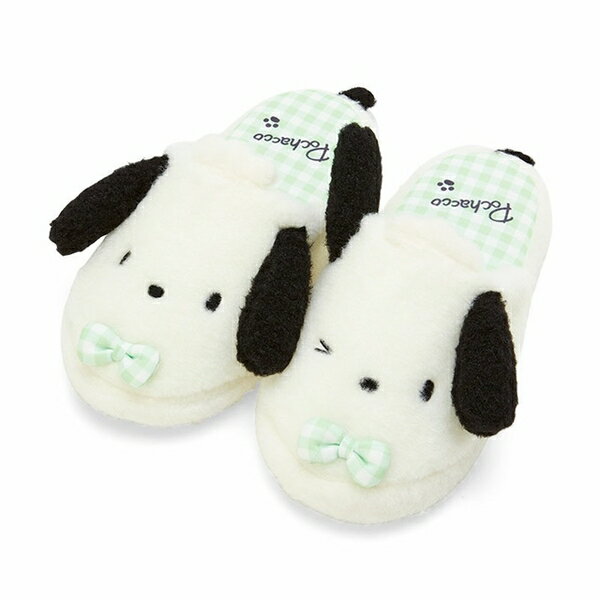 【震撼精品百貨】Pochacco 帕帢狗~日本三麗鷗Sanrio 帕恰狗 絨毛造型室內拖鞋 25cm (綠格子)*62669