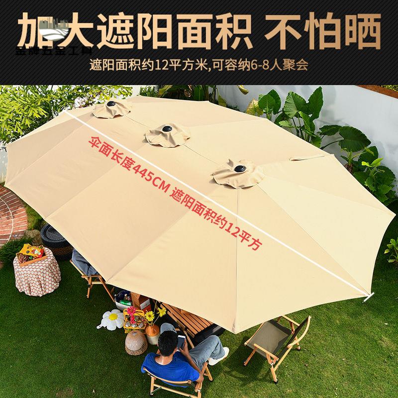限時減免！遮陽傘 太陽傘 庭院傘 羅馬傘 三頭遮陽傘戶外庭院休閑中柱傘手搖沙灘太陽傘室外花園露營一體傘 特價出 免運 開發票【hua3/20】