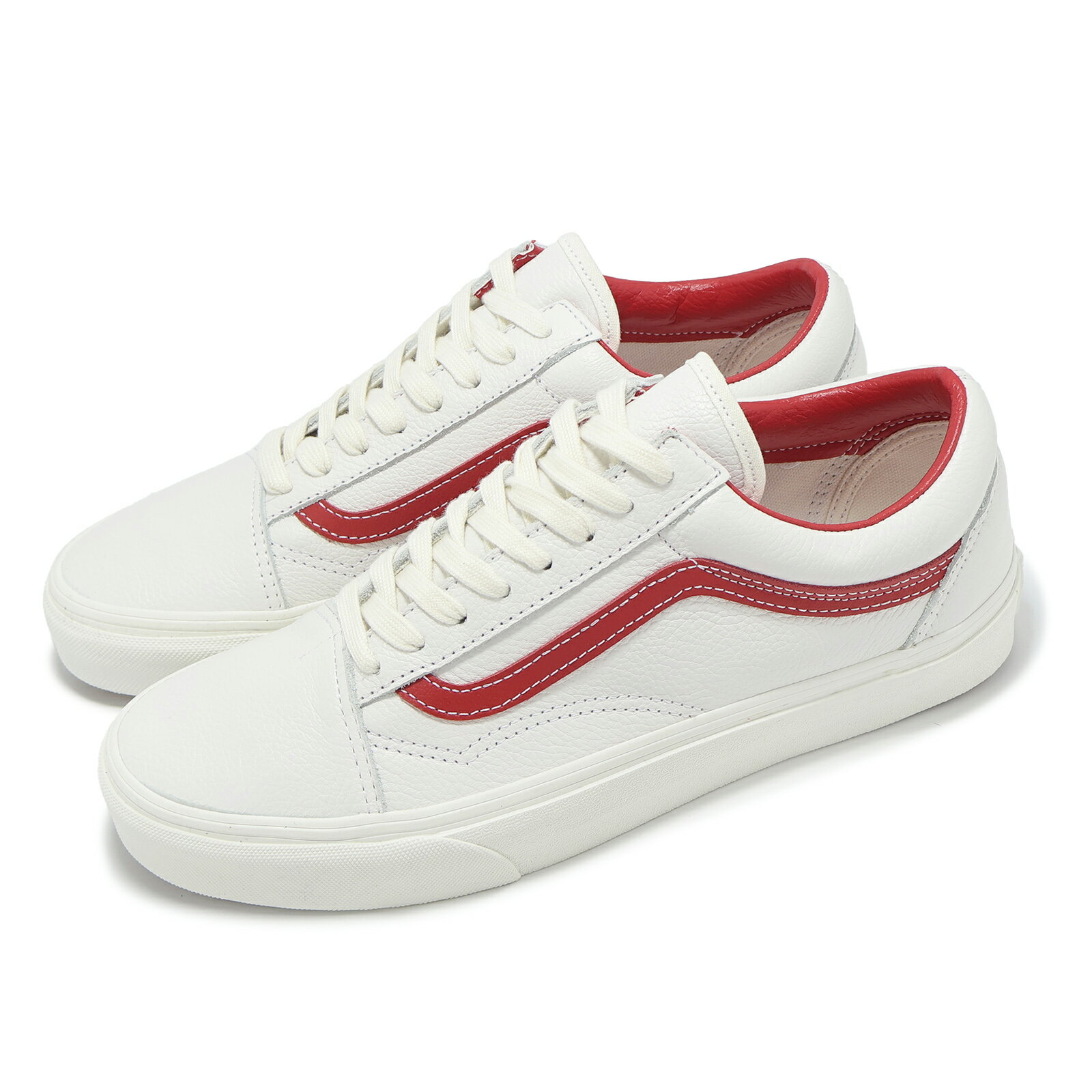 Vans 休閒鞋 Old Skool 男鞋 女鞋 白 紅 皮革 小白鞋 復古 百搭 VN000CP5BDU #雙12限定 7