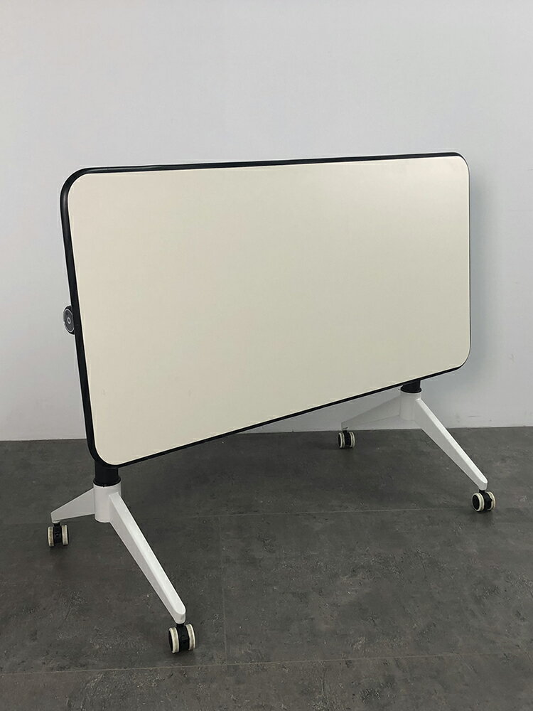 簡約現代折疊培訓桌椅組合無擋板會議桌自由組合移動側翻長條課桌
