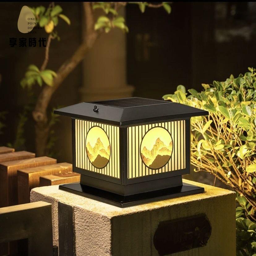 現貨減免！太陽燈 太陽能燈 柱頭燈 庭院燈 夜燈 太陽能柱頭燈室外防水大門口圍欄圍墻燈柱子燈戶外別墅花園庭院燈 特價出 免運 開發票【hua3/14】