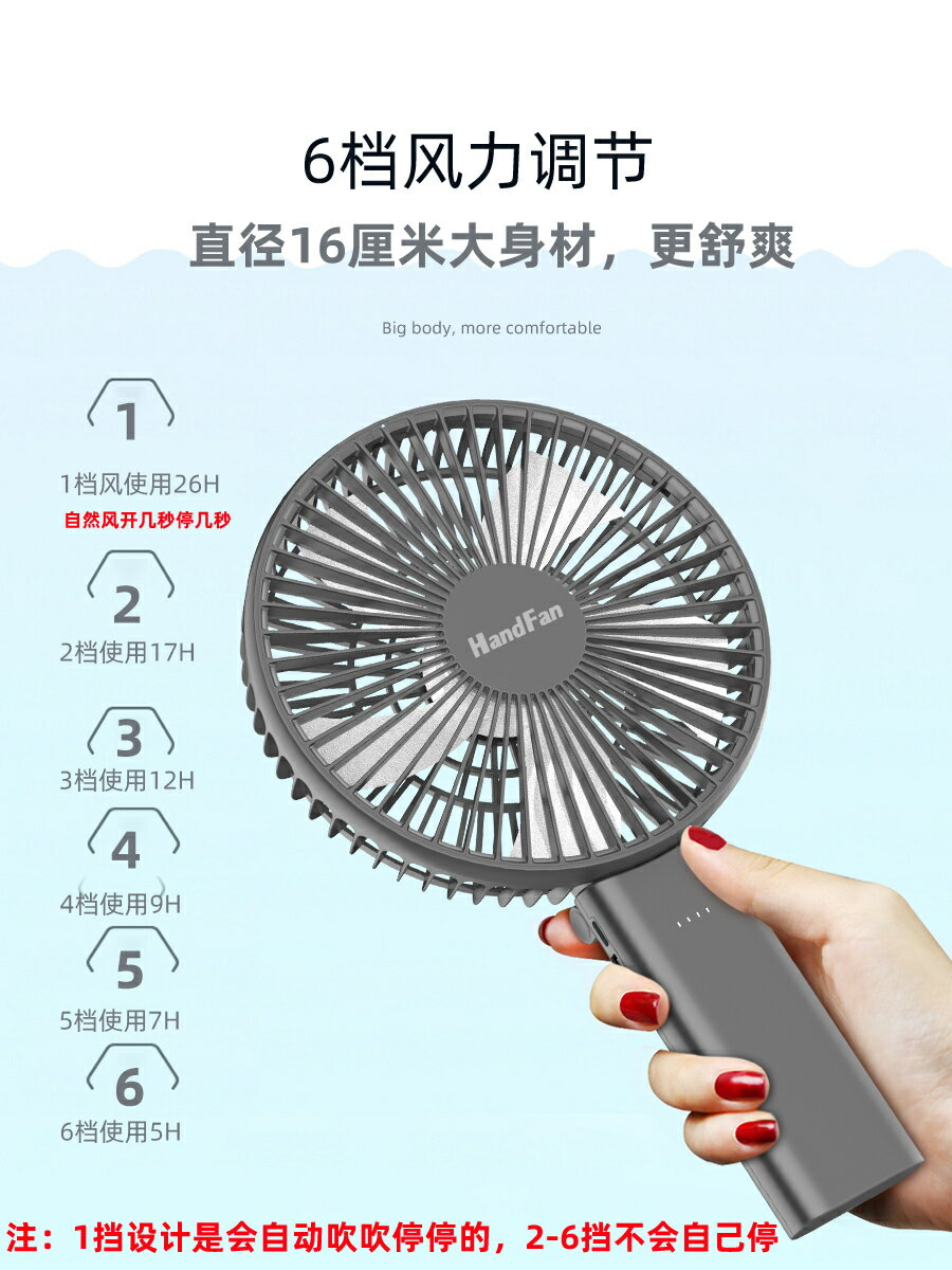 手風手持電風扇靜音大風力便攜式隨身迷你小型宿舍學生手拿Type-c家用辦公室桌面折疊露營吹輔食降溫【木屋雜貨】