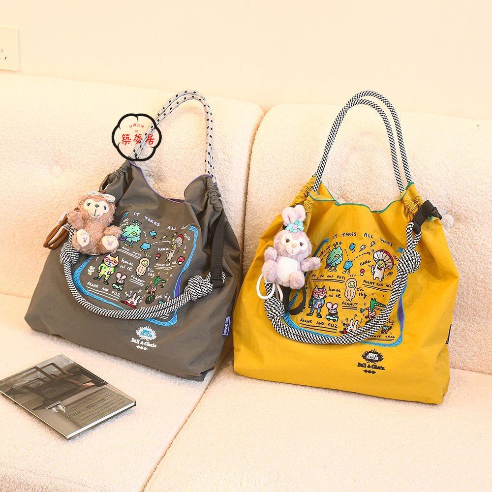 免運/附發票 購物袋 ball chain環保袋圓圓高同款包米奇刺繡尼龍帆布包購物袋斜挎女包工廠現貨直銷 售後保障 全館八折 5z12