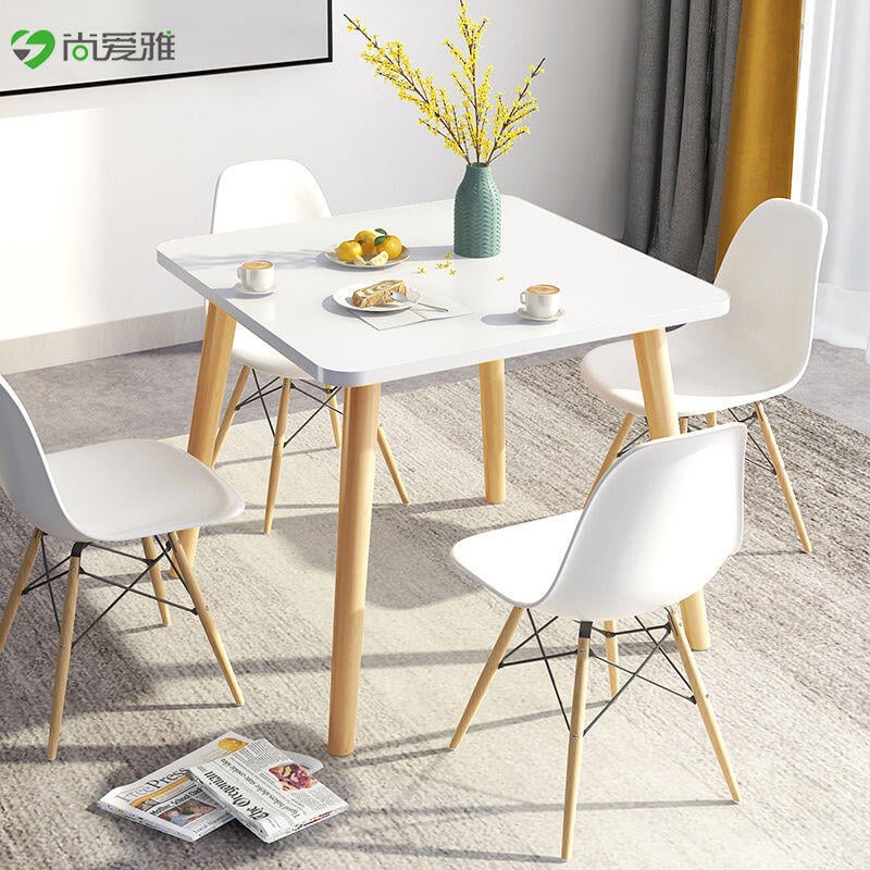 北歐餐桌小戶型現代簡約小桌子實木腿飯桌圓桌客廳家用餐桌椅組合