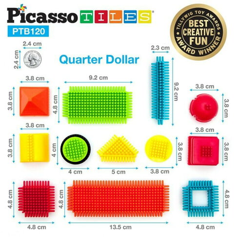 PicassoTiles PTB120 畢卡索百變刷毛觸感積木 玩具 強強滾 1