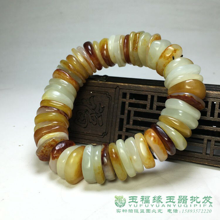 和田玉原石手鏈油潤新疆白玉隨型帶皮玉石隔片不規則邊角料手串