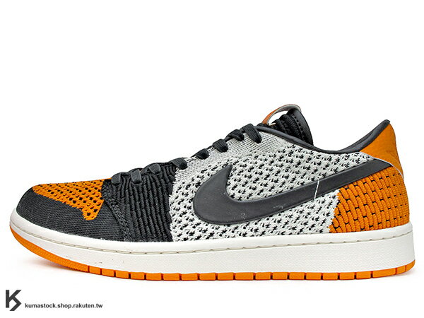 [28cm] 2018 HYBRID 經典進化 NIKE AIR JORDAN 1 RETRO LOW FLYKNIT SHATTERED BACKBOARD 低筒 黑橘紅白 碎籃 灌碎籃框 公牛 飛織鞋面 輕量化 AJ (AH4506-100) !