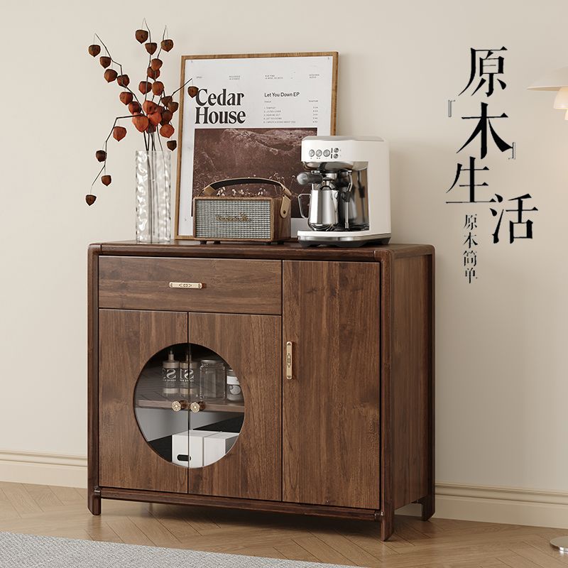 公司貨最低價 開立發票 餐邊櫃 茶水櫃  新中式餐邊柜現代簡約實木酒柜茶水柜廚房置物客廳一體靠墻儲物柜 快速出貨
