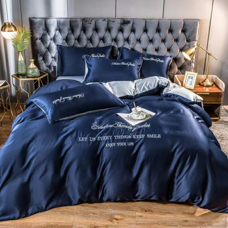 輕奢風 冰絲床包組 床單組 床罩 床包四件組 涼感床包 裸睡絲滑 單人床包 雙人床包 加大床包組