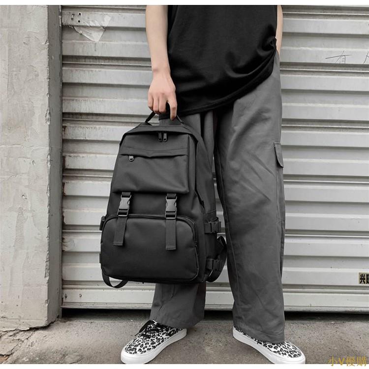 小V優購[ 後背包-韓版機能工裝背包雙肩包學生包書包