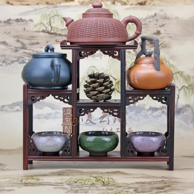 酸枝木雕工品小博古架多奇石古玩董茶架件展示架