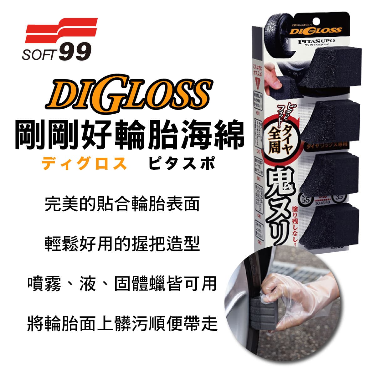 【4%點數】真便宜 SOFT99 S477 DIGLOSS 剛剛好輪胎海綿【限定樂天APP下單享點數回饋】