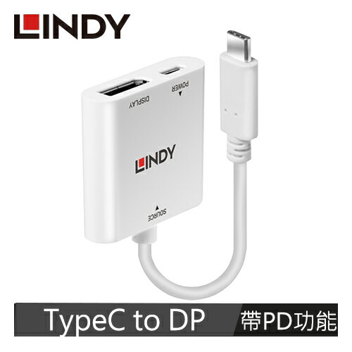 【LINDY 林帝】主動式 USB3.1 TYPE-C公 To DISPLAYPORT母 轉接器帶PD 43289【三井3C】