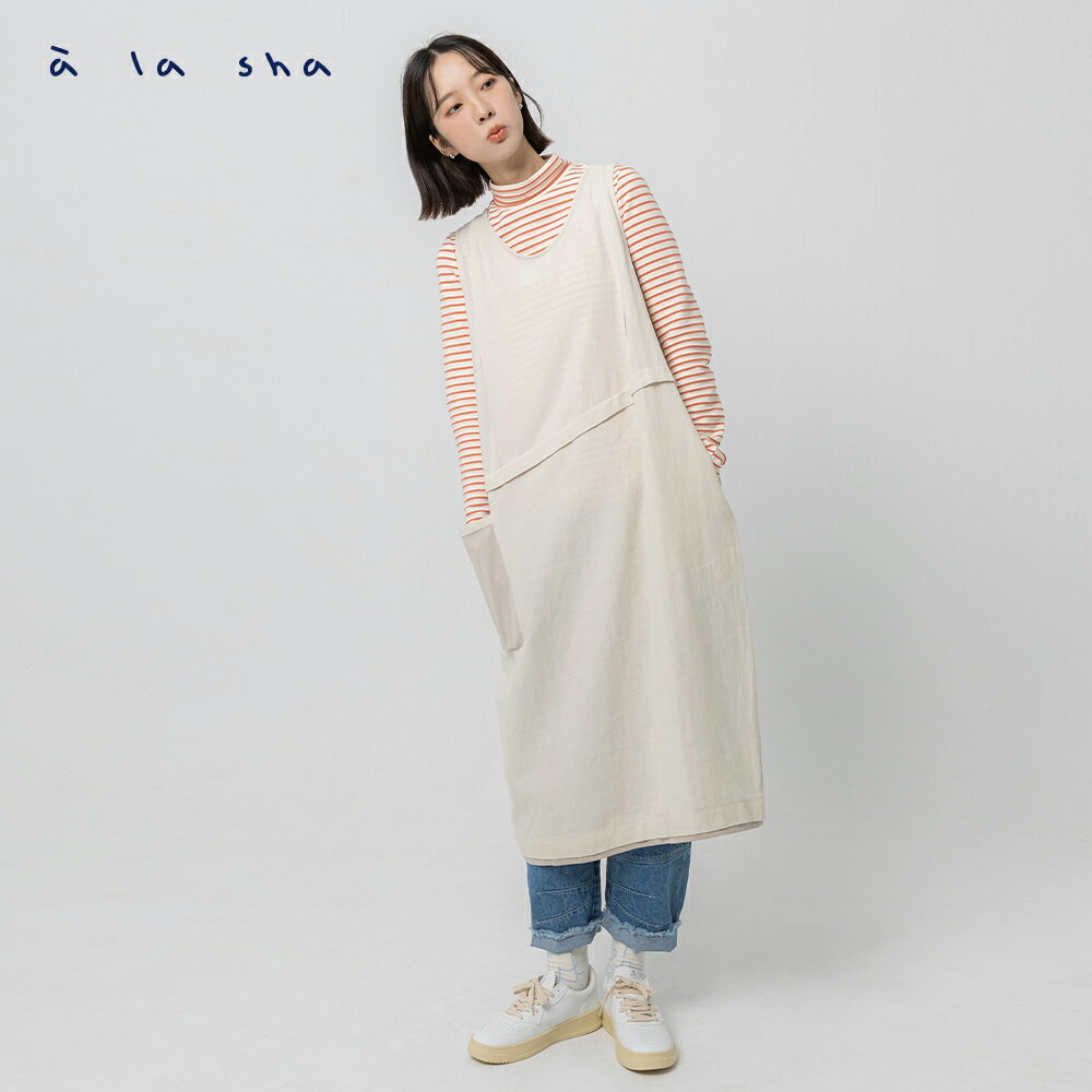 a la sha 大小口袋背心洋裝