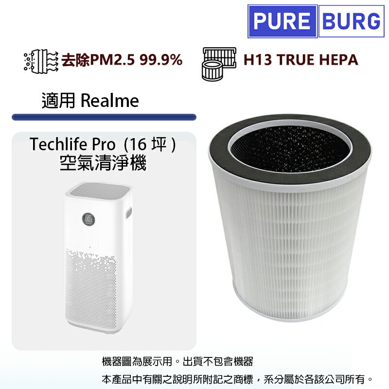 適用Realme Techlife Pro(16坪)空氣清淨機除臭除甲醛高效3合1活性碳HEPA濾網