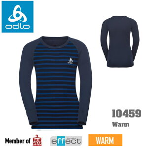 【速捷戶外】瑞士ODLO 10459 warm 兒童機能銀纖維長效保暖底層衣 (海軍藍/能量藍條紋),保暖衣,衛生衣