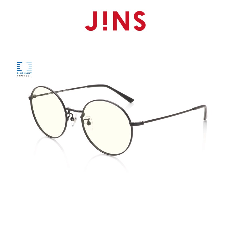 【JINS】無度數金屬圓框濾藍光眼鏡(AFPC18A102) 霧黑