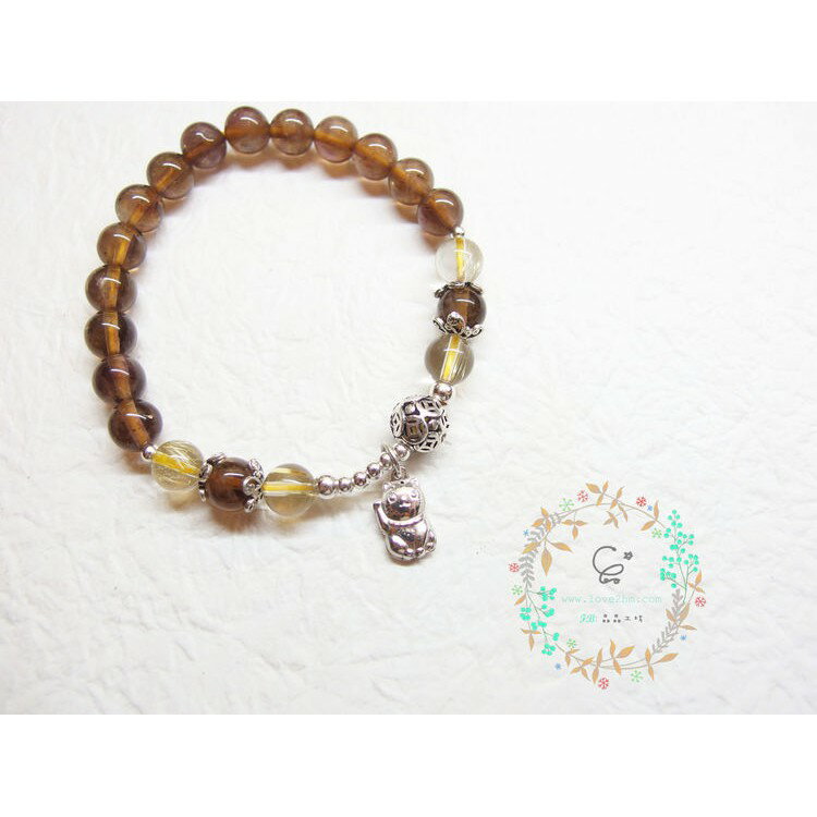 金運御守/黃水晶/鈦晶/水晶手鍊/招財喵喵/925純銀/[晶晶工坊-love2hm] 2