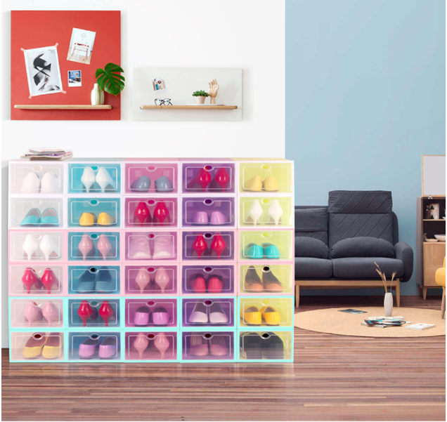 摺疊鞋盒 12入 加厚透明鞋盒抽屉式自由组合男女鞋子收納盒防塵塑料整理箱簡易鞋櫃