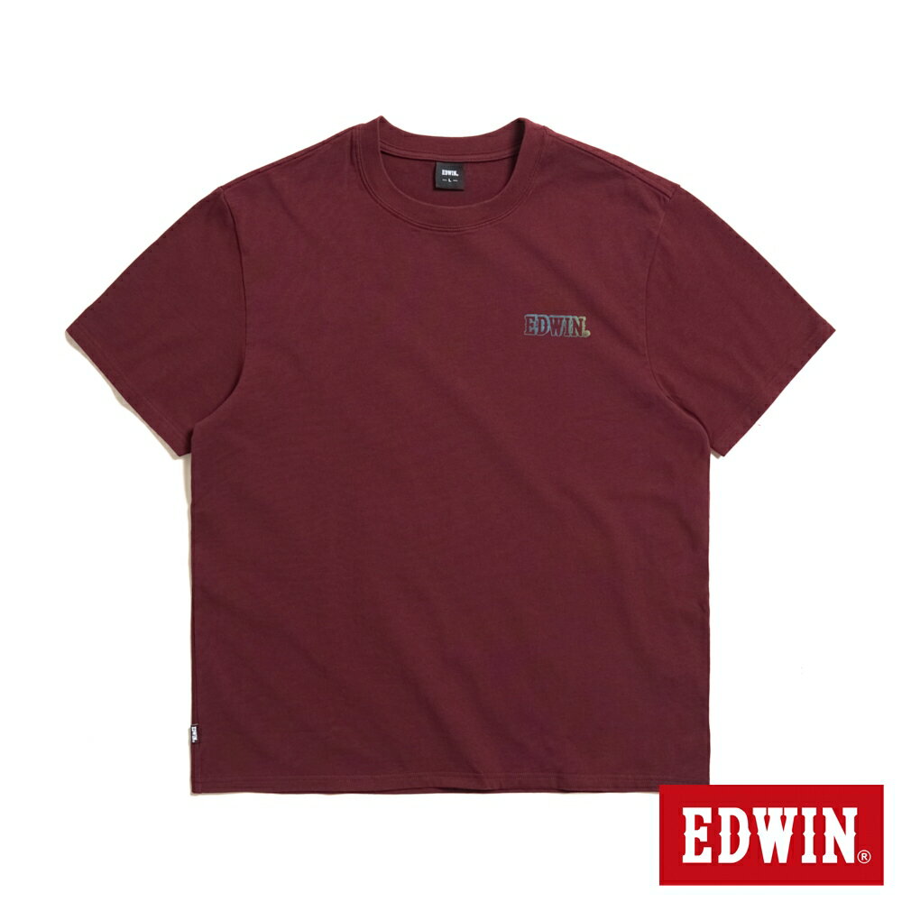 EDWIN 虹光印花寬版短袖T恤-男款 朱紅色
