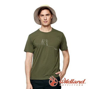 【wildland 荒野】男 彈性LOGO印花圓領短袖上衣『長春藤綠』0A91612