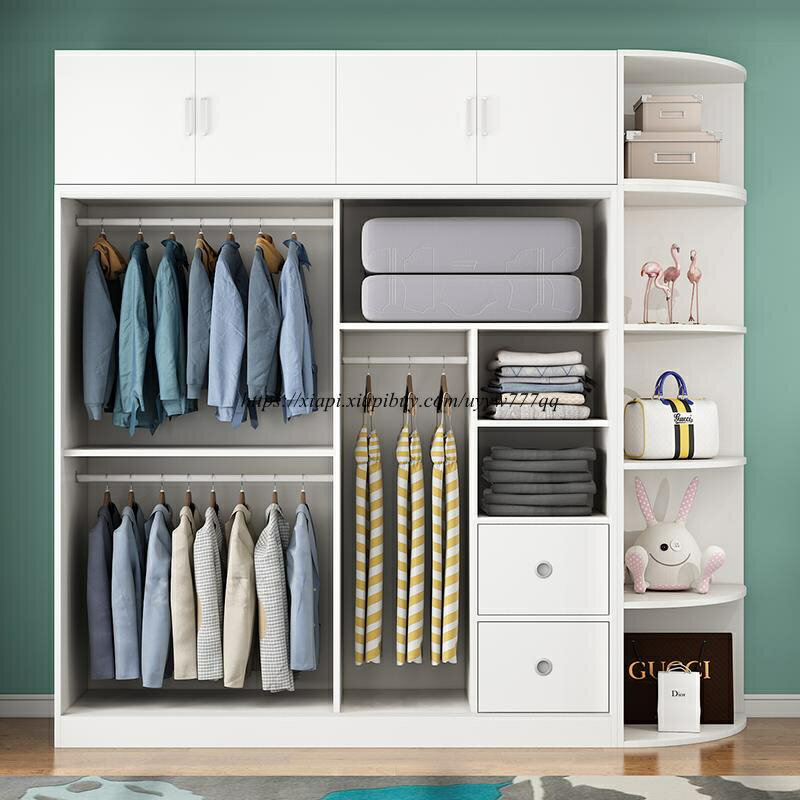 衣櫃家用臥室出租房用簡易組裝推拉門實木質簡約現代兒童儲物櫃子