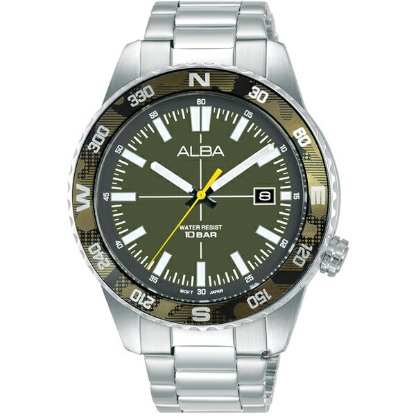 ALBA 雅柏錶 ACTIVE 探索冒險潮流腕錶 VJ42-X335G(AS9Q17X1)-43mm-綠面鋼帶【刷卡回饋 分期0利率】【APP下單22%點數回饋】