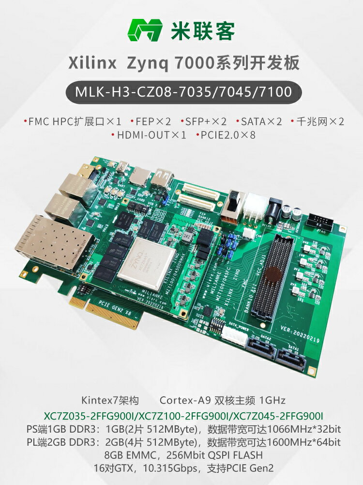 米聯客MLK-H3 XILINX FPGA開發板Zynq 7035/7045/7100 FMC HPC