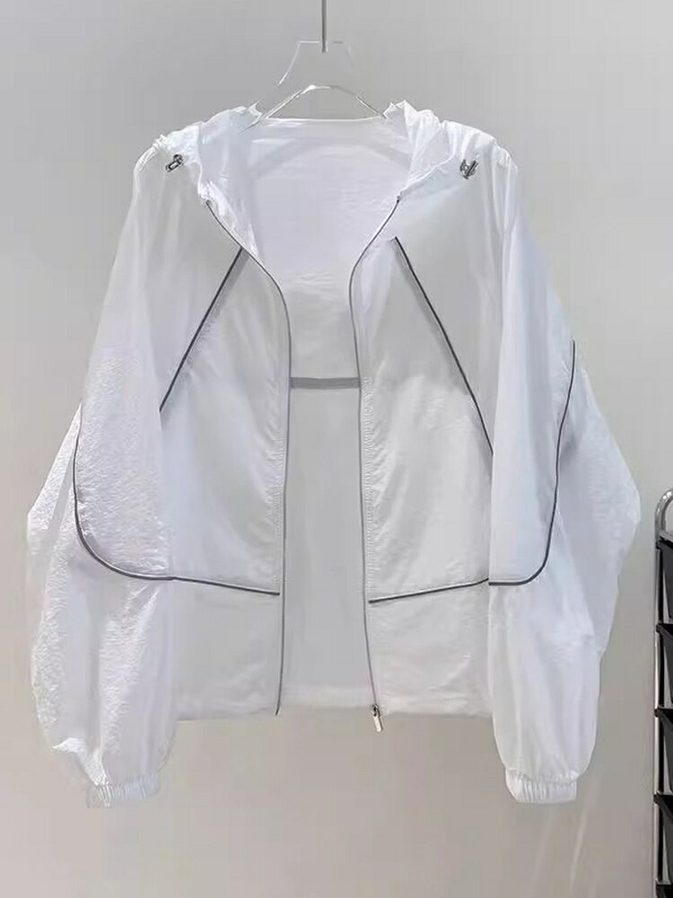 涼感防曬衣女2025年新款夏季韓版寬鬆百搭透氣薄款遮陽連帽防曬服