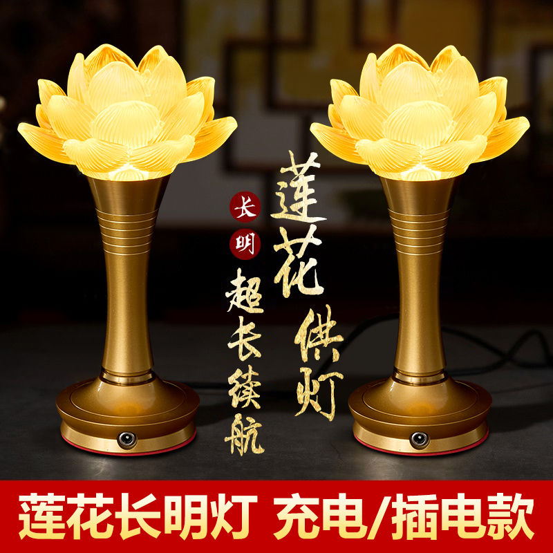 免運/快速出貨 蓮花燈 佛燈 七彩供佛燈可充電插電式蓮花燈2024新款佛前菩薩燈家用長明燈 開立發票 快速出貨