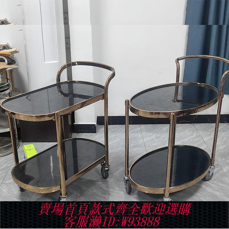 【最低價 公司貨】酒水車雙層咖啡廳酒店KTV靜音小推車蛋糕茶點酒水不銹鋼歐式餐車