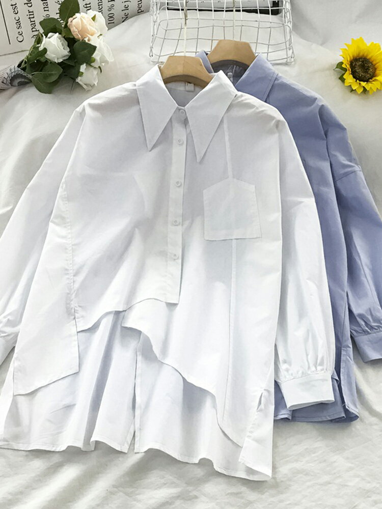 港風白色襯衫女年新秋春百搭設計感法式上衣復古港味洋氣長袖