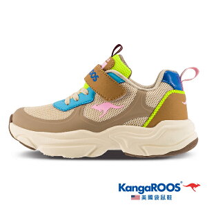 KangaROOS美國袋鼠鞋 童款CASPO 科技 輕盈透氣 幻彩反光 運動鞋 [KK11881] 卡其【巷子屋】