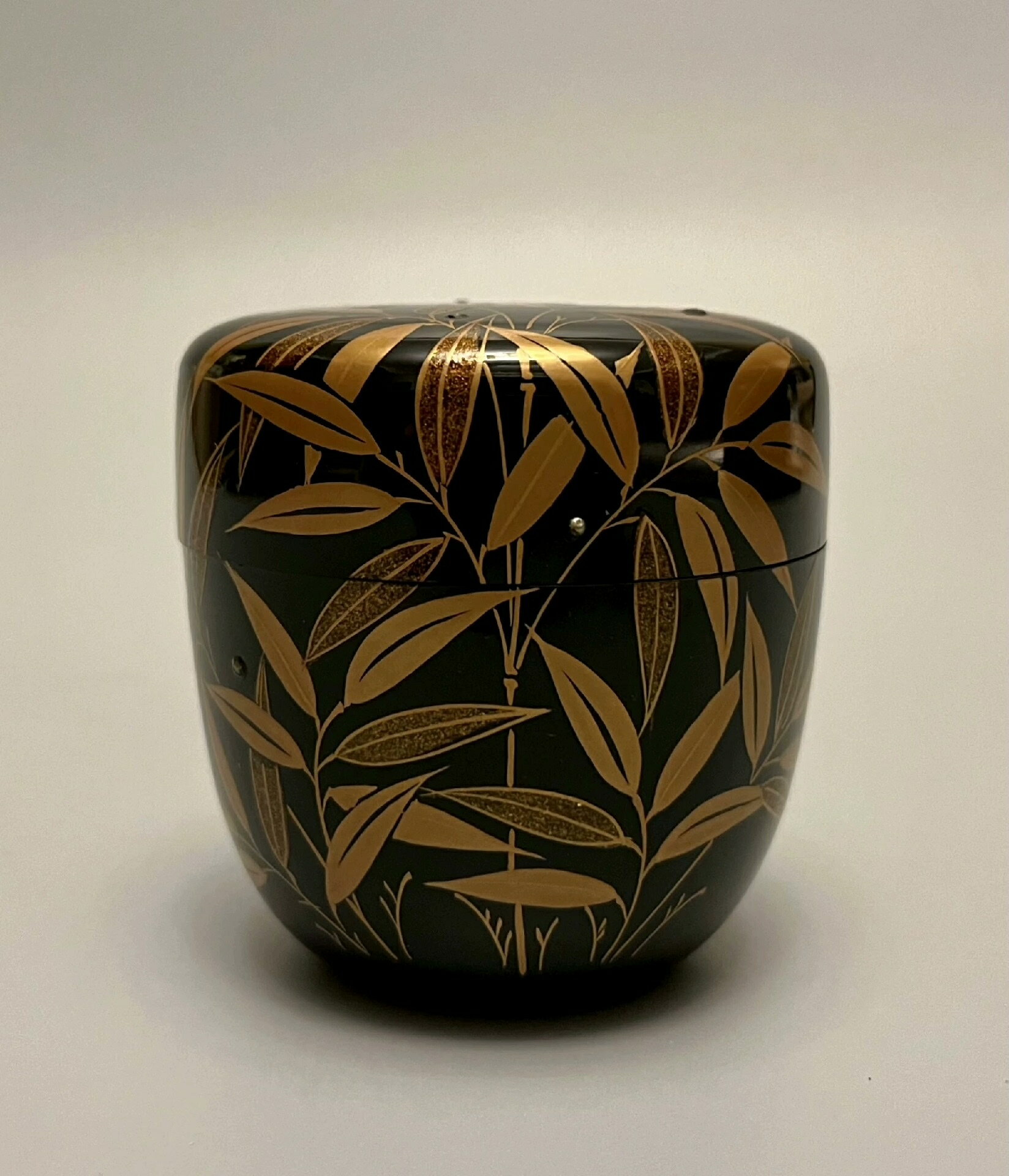 日本迴流 明治大正時期實木大漆老茶棗 大漆金蒔繪+梨地