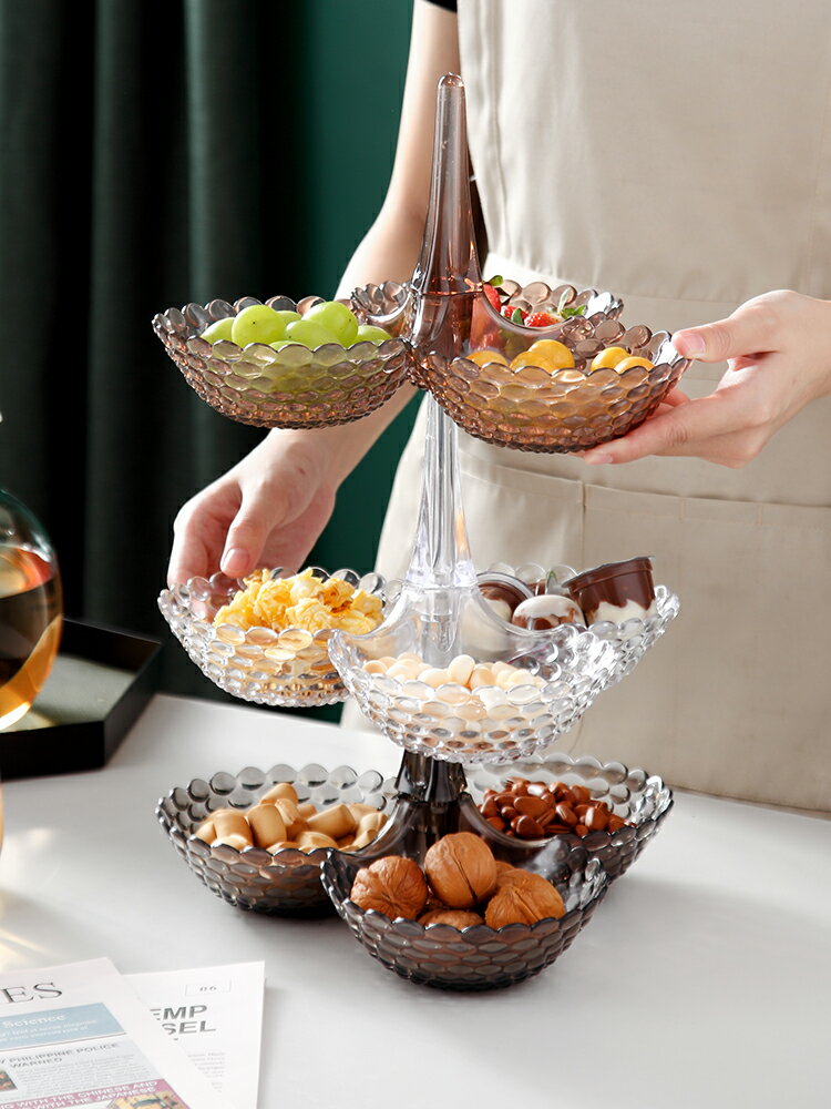 網紅可疊加多層點心盤干果盤創意客廳三層水果盤茶幾糖果零食盤
