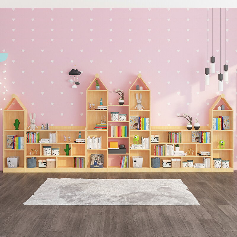 創意全實木兒童書架自由組合幼兒園繪本架環保玩具收納書柜置物架