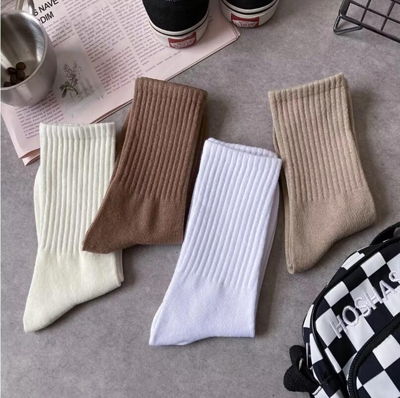 襪子女款中筒春夏款ins潮百搭純色長筒運動情侶長襪女【繁星小鎮】