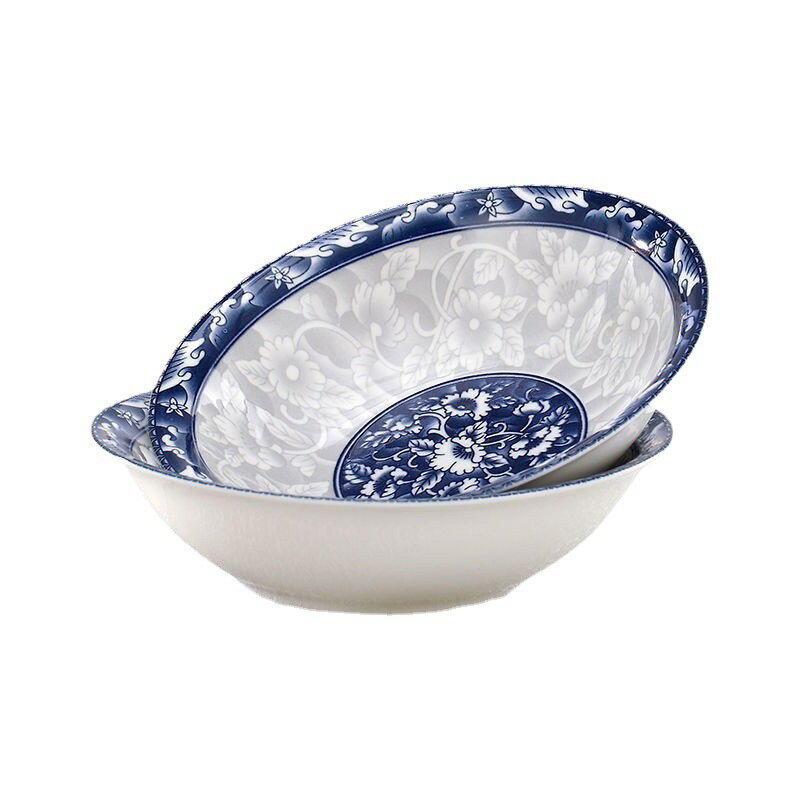 楓林宜居 碗釉下彩中式家用拉面大號湯碗吃飯泡面陶瓷餐具青花瓷斗笠亞馬遜