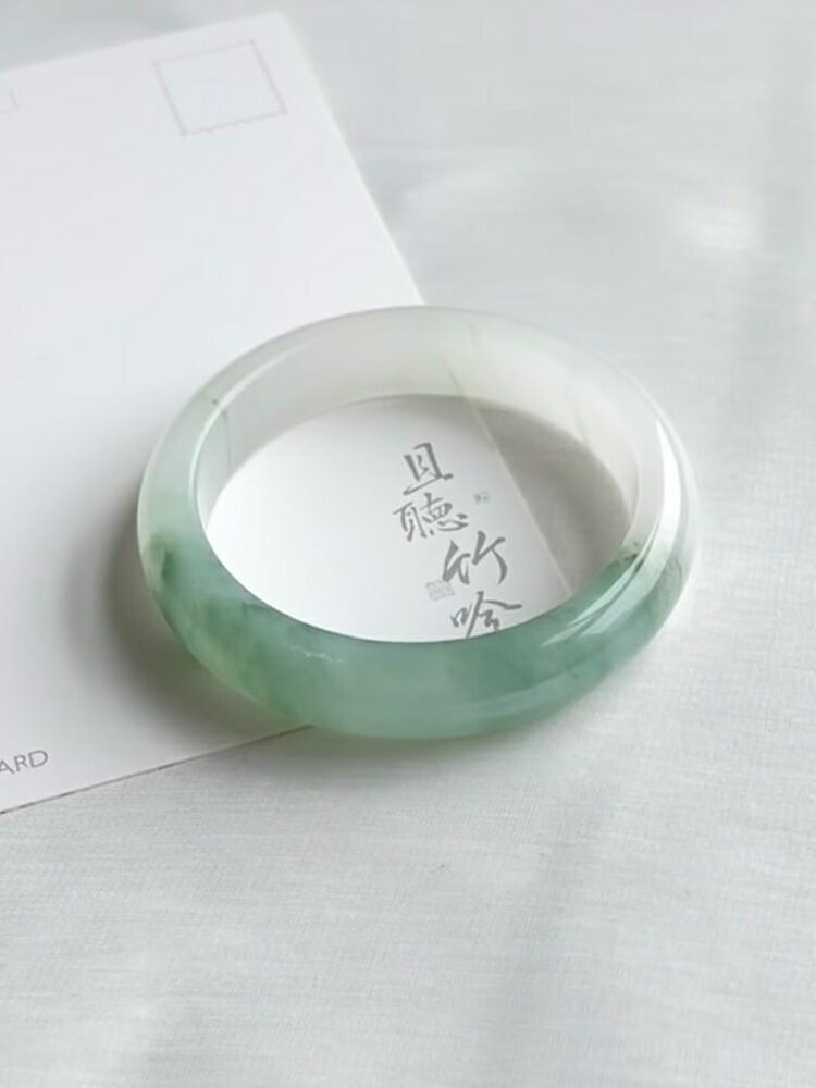 【現貨】無染色天然新疆天山翠手鐲冰翠飄花玉鐲女款雪翠金絲玉圓條非翡翠【北歐家居生活】